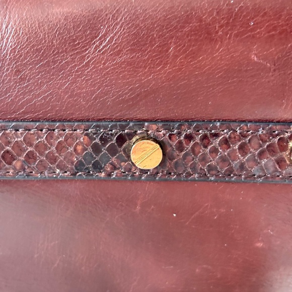 Vintage Tory Burch Leather Clutch python trim with Gold Accents - Picture 10 of 13